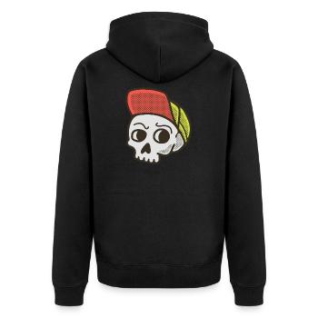 Skater Skull - Unisex Premium Organic Zip Hoodie - black - Back - Nico (187cm)