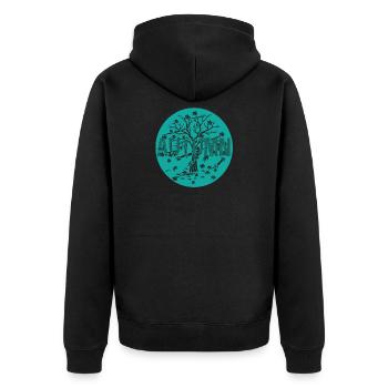 #FancyDesigns #autumn Der Herbst kommt! - Unisex Premium Bio Zip Hoodie - Schwarz - Hinten - Nico (187cm)