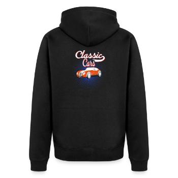 Automobil Auto Oldtimer Klassik - Unisex Premium Bio Zip Hoodie - Schwarz - Hinten - Nico (187cm)