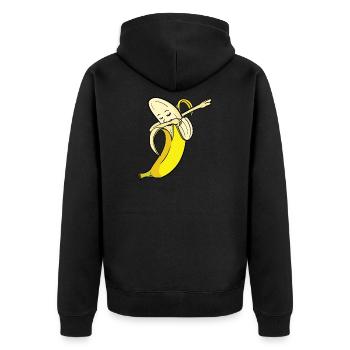 Banane Bananen Obst Dabbing Tanz Lustig Geschenk - Unisex Premium Bio Zip Hoodie - Schwarz - Hinten - Nico (187cm)
