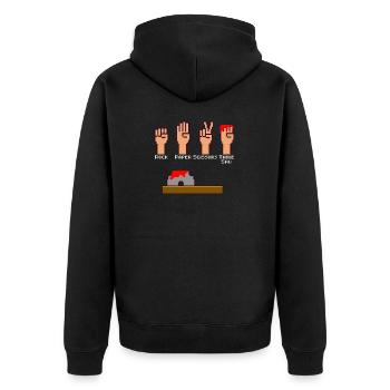 Stein Schere Papier Kreissäge Schreiner - Unisex Premium Bio Zip Hoodie - Schwarz - Hinten - Nico (187cm)