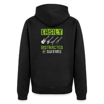 Gitarre - Unisex Premium Bio Zip Hoodie - Schwarz - Hinten - Nico (187cm)