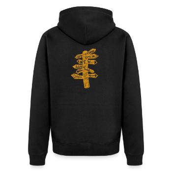 Reise - Unisex Premium Bio Zip Hoodie - Schwarz - Hinten - Nico (187cm)