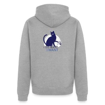 Chat rebelle - Veste à capuche bio Premium Unisexe - gris chiné - Dos - Nico (187cm)