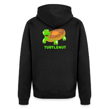 Turtlenut Donut Schildkröte Süß Zucker Glasur - Unisex Premium Bio Zip Hoodie - Schwarz - Hinten - Nico (187cm)