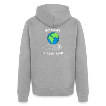 Environnement Changement climatique Cadeau de protection du climat - Veste à capuche bio Premium Unisexe - gris chiné - Dos - Nico (187cm)