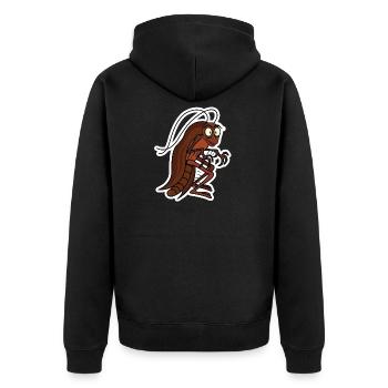 Kakerlake Schabe Comic Witzig Logo - Unisex Premium Bio Zip Hoodie - Schwarz - Hinten - Nico (187cm)