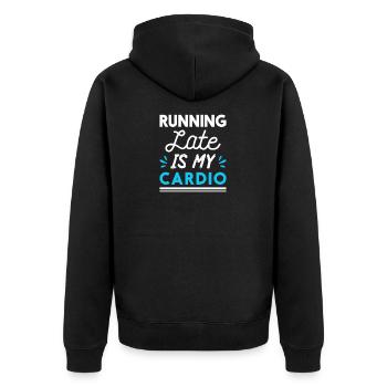 Running - Unisex Premium Bio Zip Hoodie - Schwarz - Hinten - Nico (187cm)