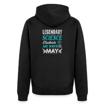 Science Legends are born in May1 - Unisex Premium Organic Zip Hoodie - black - Back - Nico (187cm)