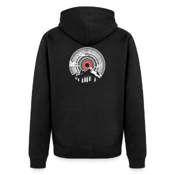 Disque vinyle montagne cadeau de randonnée - Veste à capuche bio Premium Unisexe - noir - Dos - Nico (187cm)