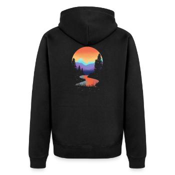 Berge Berg Natur Wandern Bergsteigen Geschenk - Unisex Premium Bio Zip Hoodie - Schwarz - Hinten - Nico (187cm)
