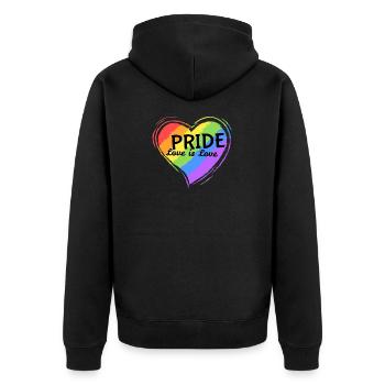 Pride Love is Love , Geschenk, Geschenkidee - Unisex Premium Bio Zip Hoodie - Schwarz - Hinten - Nico (187cm)
