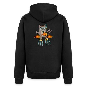 Cadeau drôle de chat de club de plongée - Veste à capuche bio Premium Unisexe - noir - Dos - Nico (187cm)