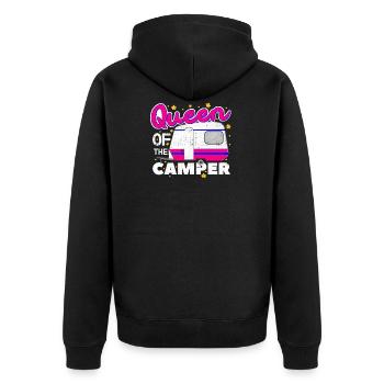 Camping Queen - Unisex Premium Organic Zip Hoodie - black - Back - Nico (187cm)