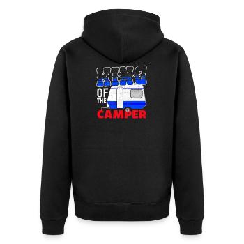 Camping King - Unisex Premium Organic Zip Hoodie - black - Back - Nico (187cm)