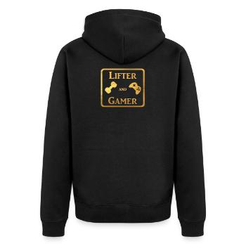 Lifter and Gamer en Gold Gym Shirts - Veste à capuche bio Premium Unisexe - noir - Dos - Nico (187cm)