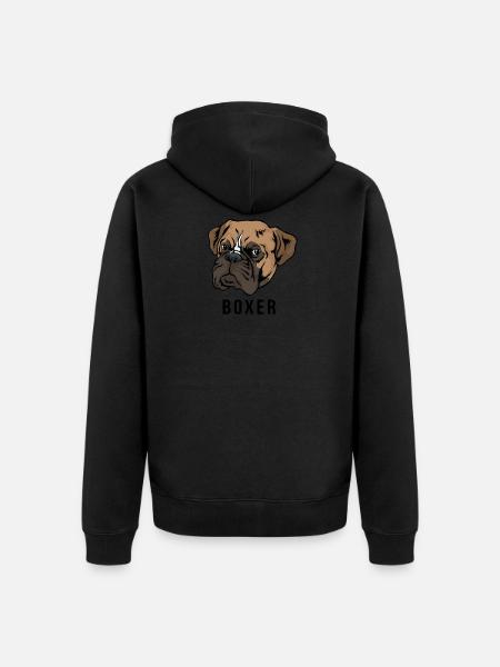 Boxer dog head - Unisex Premium Organic Zip Hoodie - black