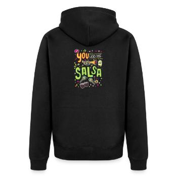 Shirt de danse salsa cool et coloré design pour - Veste à capuche bio Premium Unisexe - noir - Dos - Nico (187cm)