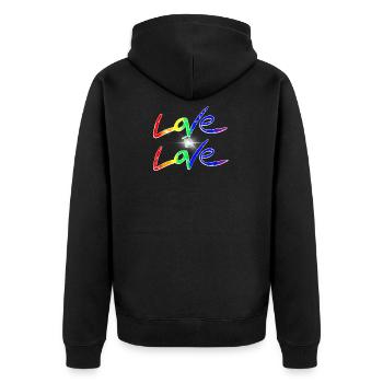 LGBTQ Love is Love is Love - Unisex Premium Organic Zip Hoodie - black - Back - Nico (187cm)