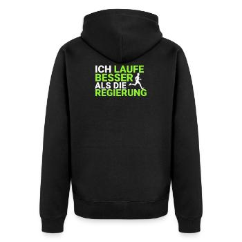 Joggen Laufen Läufer Marathon Spruch Meme Geschenk - Unisex Premium Bio Zip Hoodie - Schwarz - Hinten - Nico (187cm)