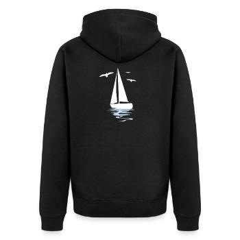 Sailing sailboat yacht captain funny gift - Unisex Premium Organic Zip Hoodie - black - Back - Nico (187cm)