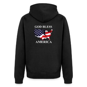 USA God bless America - Unisex Premium Bio Zip Hoodie - Schwarz - Hinten - Nico (187cm)