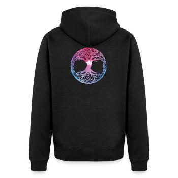 Tree of life symbol - Unisex Premium Organic Zip Hoodie - black - Back - Nico (187cm)