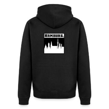 Hamburg - Unisex Premium Organic Zip Hoodie - black - Back - Nico (187cm)
