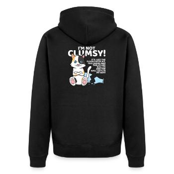 Clumsy Cat Kitty Kitten For Gawky Cat Lovers - Unisex Premium Bio Zip Hoodie - Schwarz - Hinten - Nico (187cm)