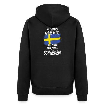 Schweden Urlaub Spruch Geschenkidee - Unisex Premium Bio Zip Hoodie - Schwarz - Hinten - Nico (187cm)