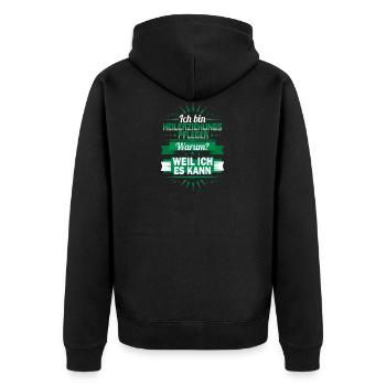 Ich bin Heilerziehungspfleger - Unisex Premium Bio Zip Hoodie - Schwarz - Hinten - Nico (187cm)