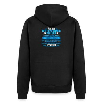 Ich bin Heilerziehungspfleger - Ich löse Probleme - Unisex Premium Bio Zip Hoodie - Schwarz - Hinten - Nico (187cm)