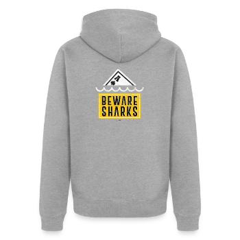 COOLES POKERSHIRT ROYAL FLUSH POKER HAI GIFT - Unisex Premium Bio Zip Hoodie - Grau meliert - Hinten - Nico (187cm)
