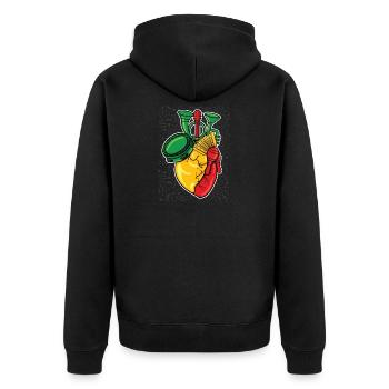 Reggae Rasta Rastafari Musikinstrumente Geschenk - Unisex Premium Bio Zip Hoodie - Schwarz - Hinten - Nico (187cm)