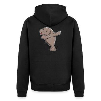 Seekuh Seekühe Meer Lustig Wasser Dabbing Geschenk - Unisex Premium Bio Zip Hoodie - Schwarz - Hinten - Nico (187cm)