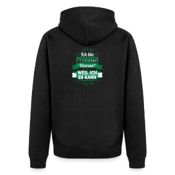 Ich bin Pfarrer - Warum? Weil ich es kann - Unisex Premium Bio Zip Hoodie - Schwarz - Hinten - Nico (187cm)