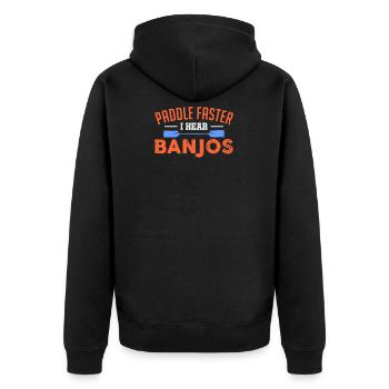 Paddle Faster I Hear Banjos - Unisex Premium Organic Zip Hoodie - black - Back - Nico (187cm)
