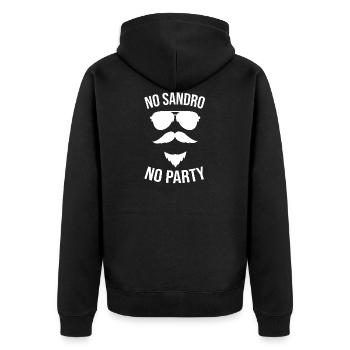 No Sandro No Party - Unisex Premium Bio Zip Hoodie - Schwarz - Hinten - Nico (187cm)