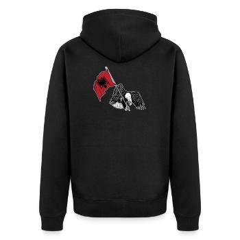 Albanien - Unisex Premium Bio Zip Hoodie - Schwarz - Hinten - Nico (187cm)