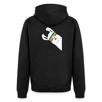 Llama Alpaca WHITE RAINBOW PILLAR - Unisex Premium Organic Zip Hoodie - black - Back - Nico (187cm)