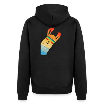 LAMA ALPAKA REGENBOGEN Gay Pride LGBDTSONNENBRILLE - Unisex Premium Bio Zip Hoodie - Schwarz - Hinten - Nico (187cm)