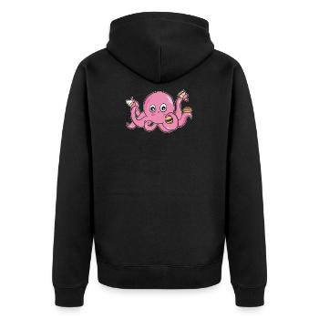 Octopus eis tintenfisch multitasking fast food - Unisex Premium Bio Zip Hoodie - Schwarz - Hinten - Nico (187cm)