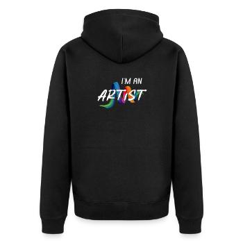 Künstler - Unisex Premium Bio Zip Hoodie - Schwarz - Hinten - Nico (187cm)