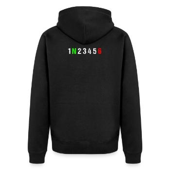 Gearshift - Biker, Motorcycle, Race - Unisex Premium Organic Zip Hoodie - black - Back - Nico (187cm)