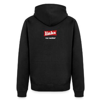 Gegen Rechts - Unisex Premium Bio Zip Hoodie - Schwarz - Hinten - Nico (187cm)