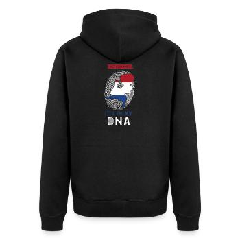 Netherlands - Unisex Premium Organic Zip Hoodie - black - Back - Nico (187cm)