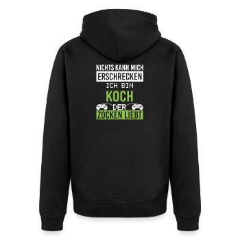 Koch Zocken - Unisex Premium Bio Zip Hoodie - Schwarz - Hinten - Nico (187cm)