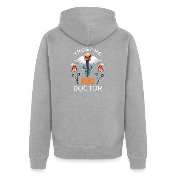 médecin - Veste à capuche bio Premium Unisexe - gris chiné - Dos - Nico (187cm)