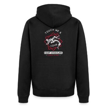 Wrestling - Unisex Premium Bio Zip Hoodie - Schwarz - Hinten - Nico (187cm)