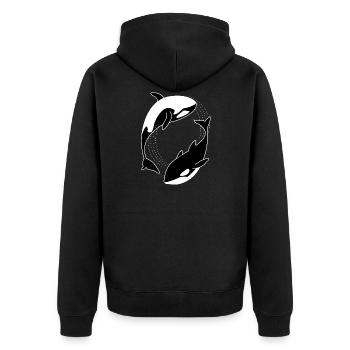 Wal Walfisch Fisch Meer lustige Sprüche - Unisex Premium Bio Zip Hoodie - Schwarz - Hinten - Nico (187cm)